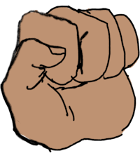 a hand with a fist raised in the air